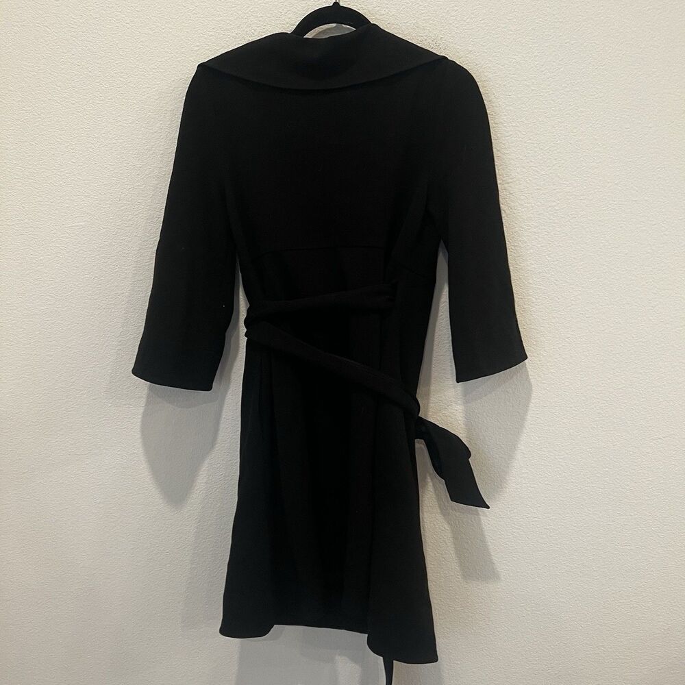 Diane von Furstenberg Dress Womens 10 Black 100% Wool Wrap Mini Office Mob Wife - Picture 7 of 9